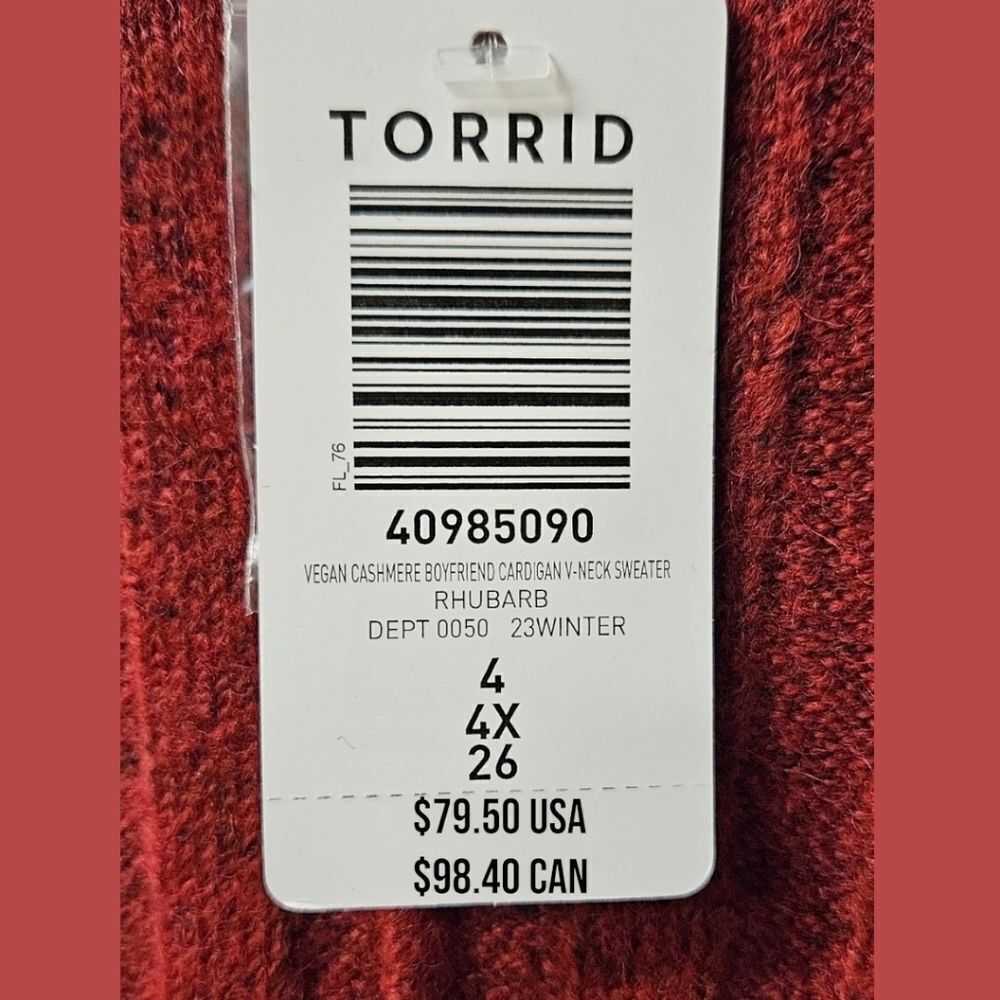 TORRID 4X Cashmere Vegan boyfriend cardigan v- neck sweater super soft NWT - Picture 15 of 15